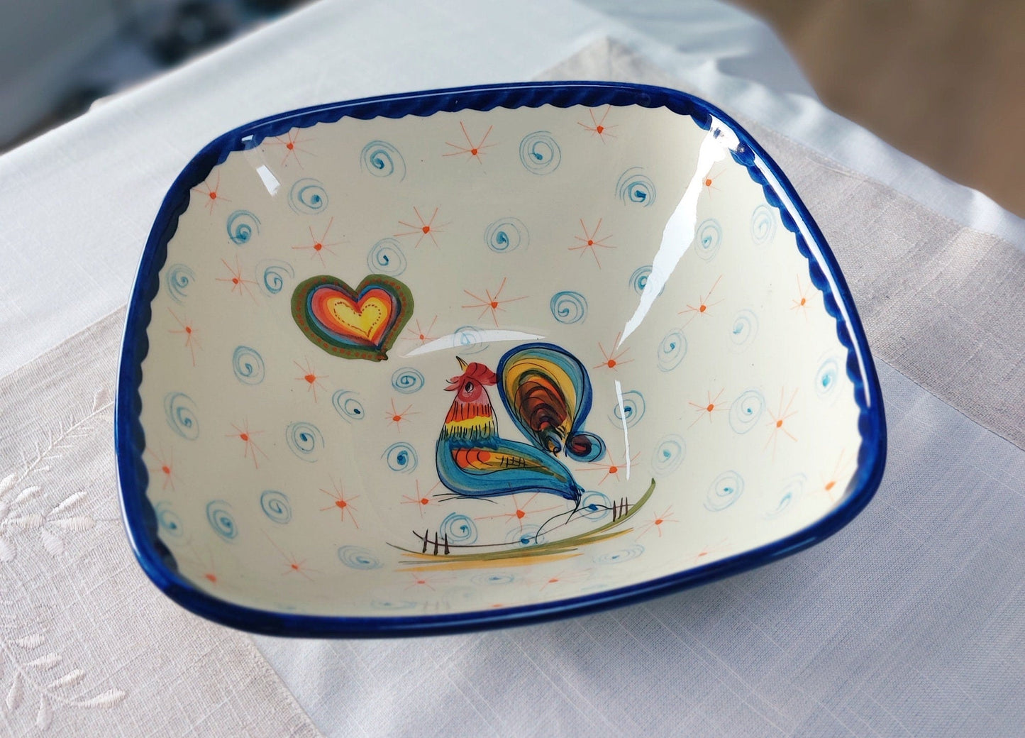 Large salad bowl, Ceramic Salad bowl, Hand painted Portuguese Ceramic salad bowl, Large soup serving bowl, Large serving bowls