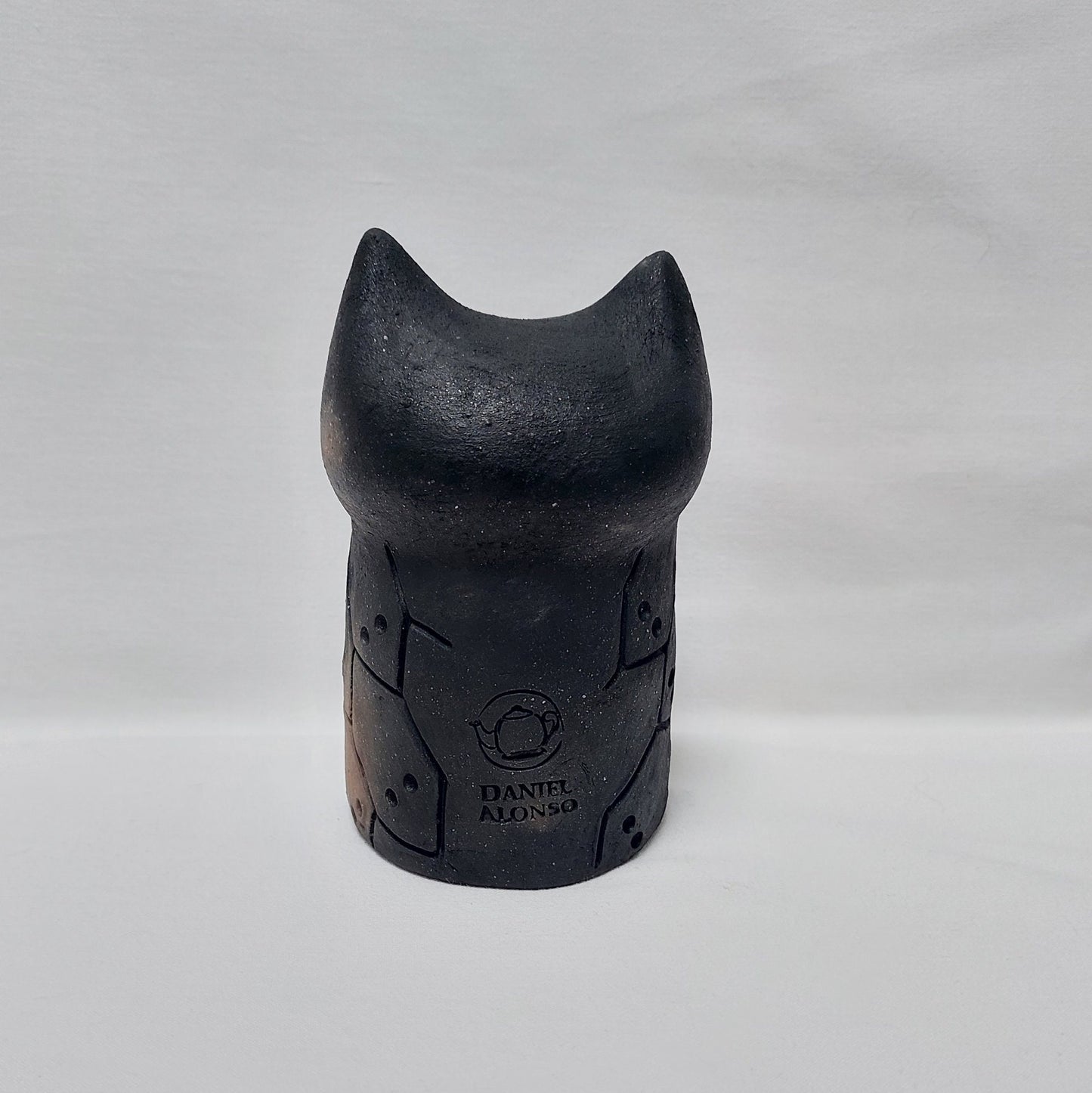 Handmade Black Ceramic Owl Figurine, Portuguese Pottery Decor
