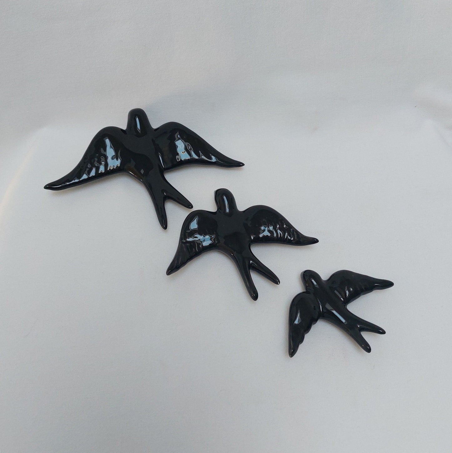 3 Set Ceramic swallow, Ceramic birds, Portuguese ceramic swallow, Ceramic Birds Wall Decor, Hand painted ceramic swallows,