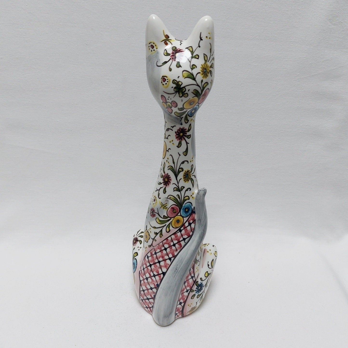 Cat Statue decorative piece, Hand painted Cat Statue, Portuguese ceramic, Gift for her, Ceramic cat, Hand painted ceramic pieces