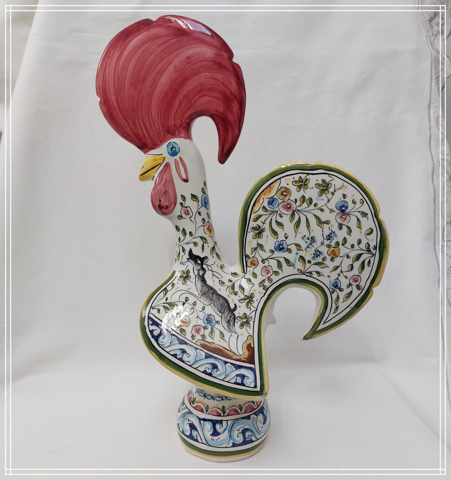 XL Portuguese Rooster | Barcelos Rooster | Hand Painted Ceramic Rooster | Singular Gift | Rustic Rooster | Multicolor Portuguese Rooster