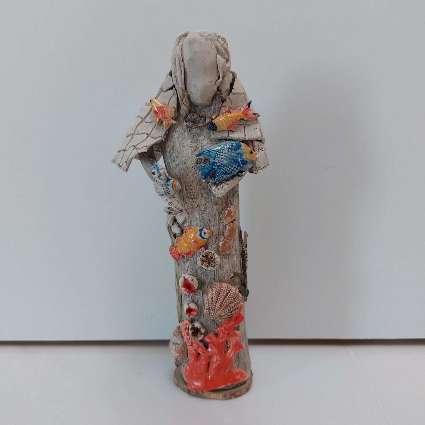 Handmade Clay Sea Figurine, Undersea Relief Sculpture