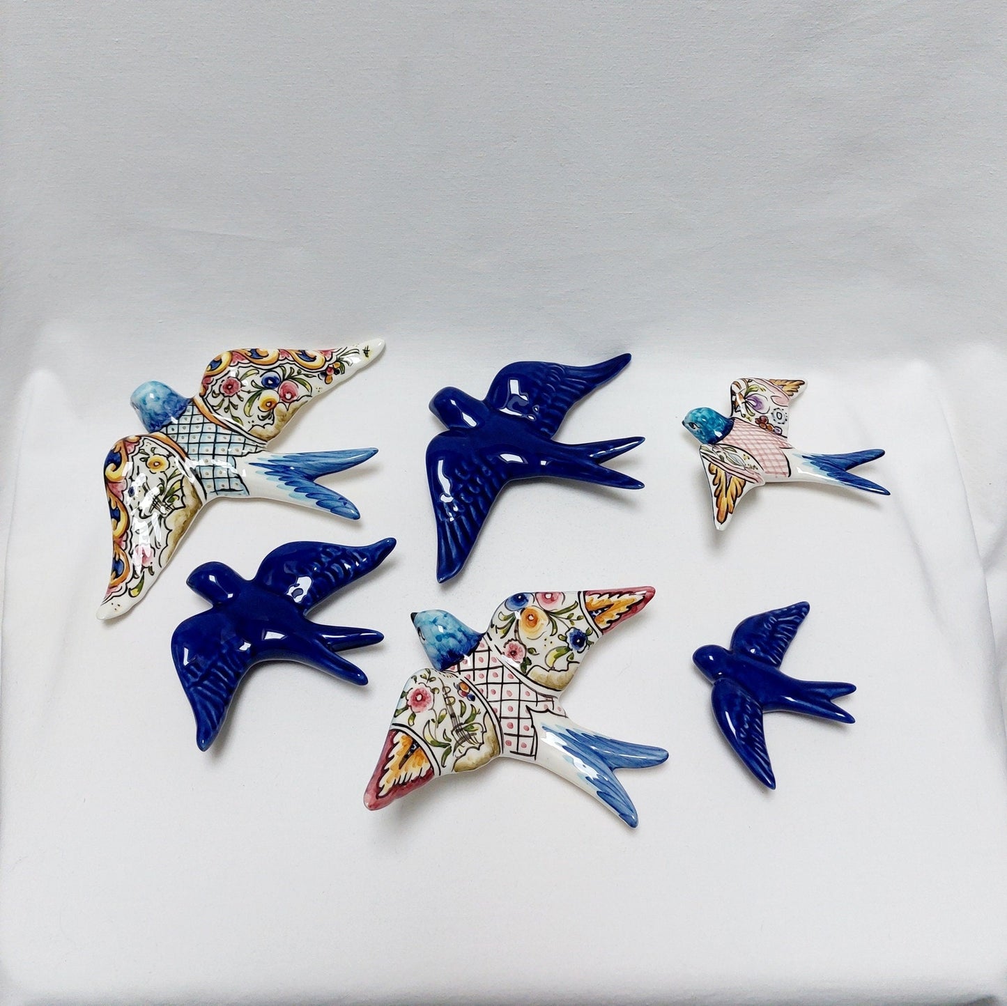 Portuguese Ceramic Swallows Blue and Cobalt