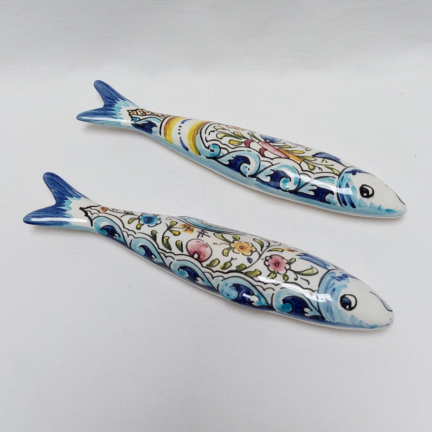 Hand-Painted Ceramic Sardines Wall Decor, Portuguese Art (Set of 2)