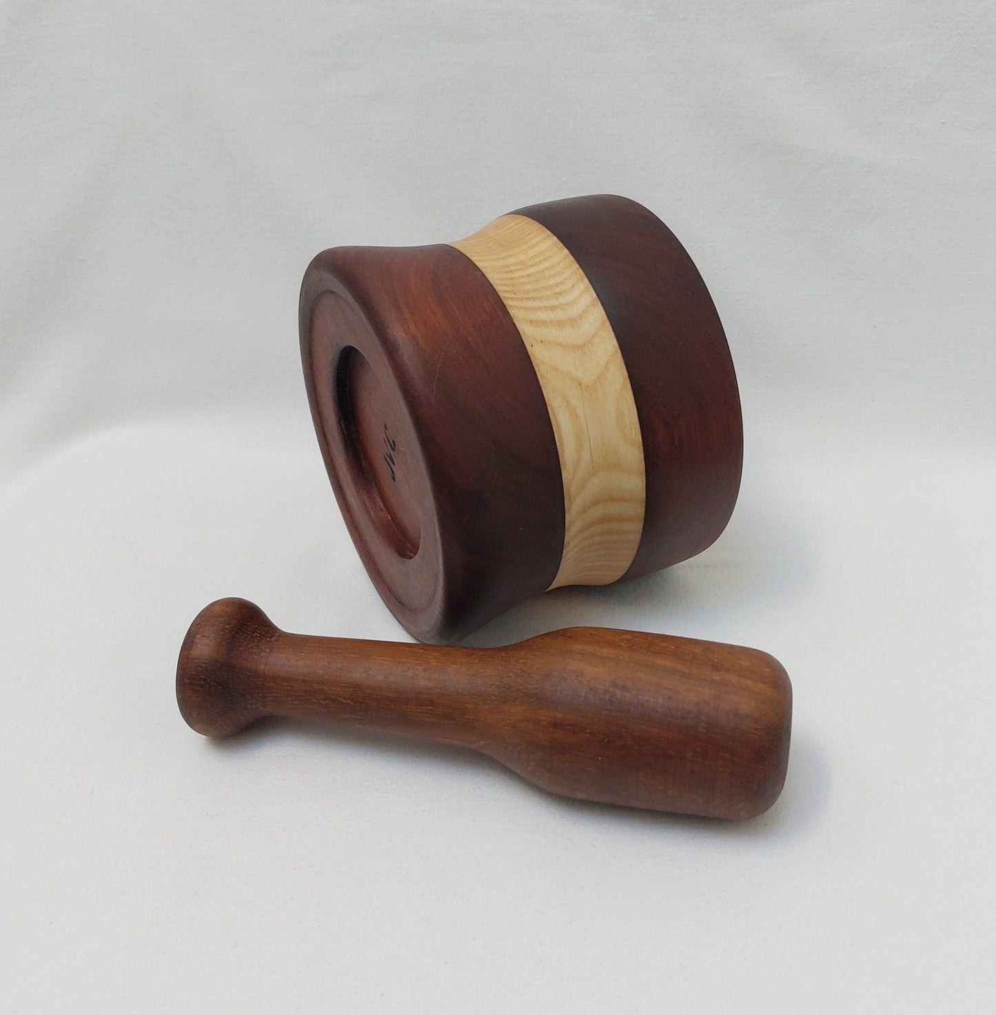 Handmade wooden mortar and pestle finished with beeswax. Solid wood mortar, Large wooden mortar and pestle handmade. Christmas Gifts