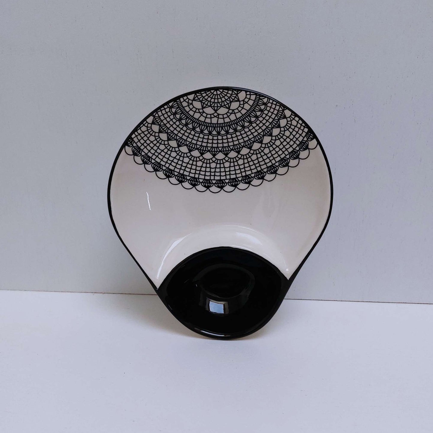 Portuguese Ceramic Olive Dish, Lace Design Appetizer Plate