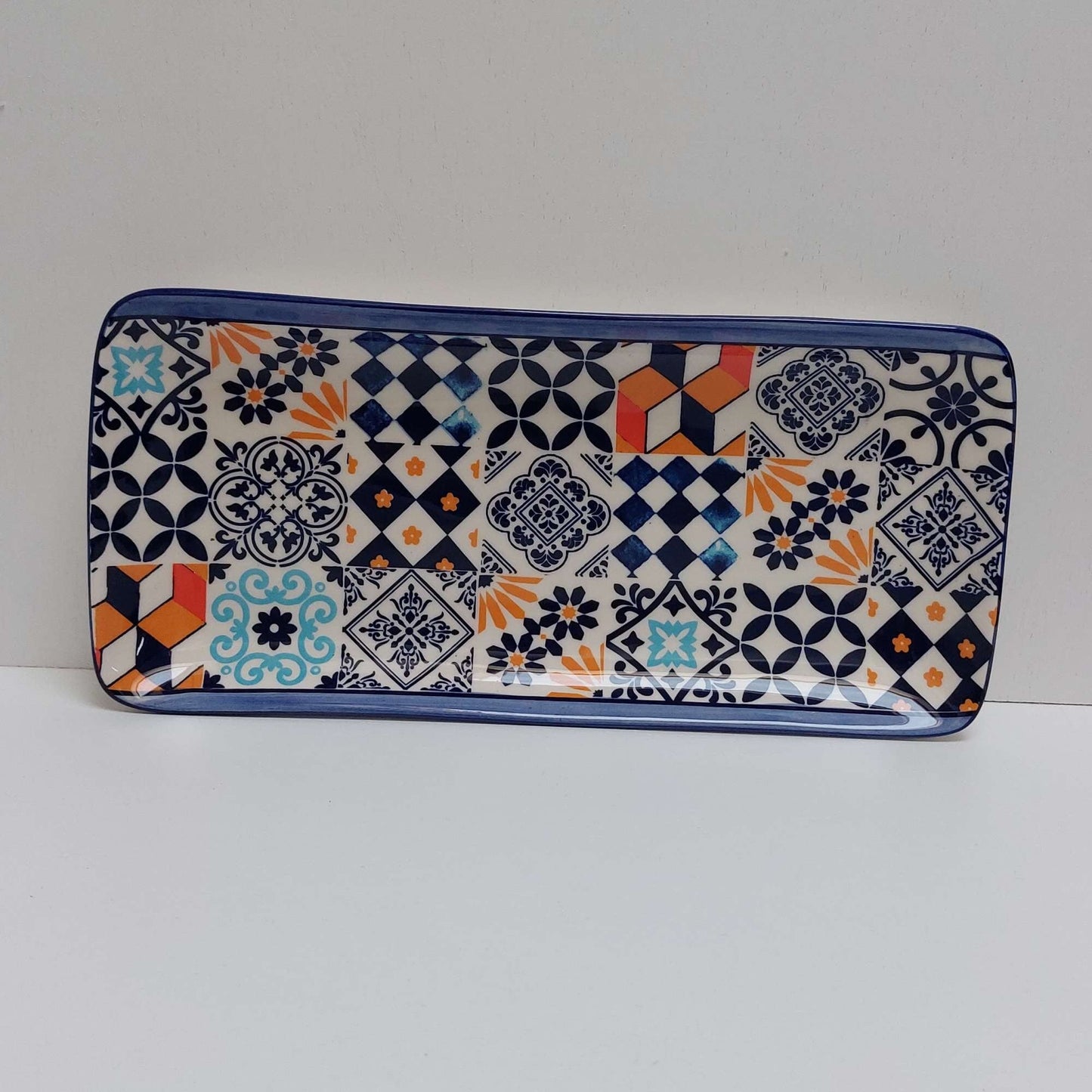 Portuguese ceramic tiles appetizer tray, Ceramic Tray for Cakes Portuguese Tiles. Hand painted Snack Tray for keys, Ceramic snack board,