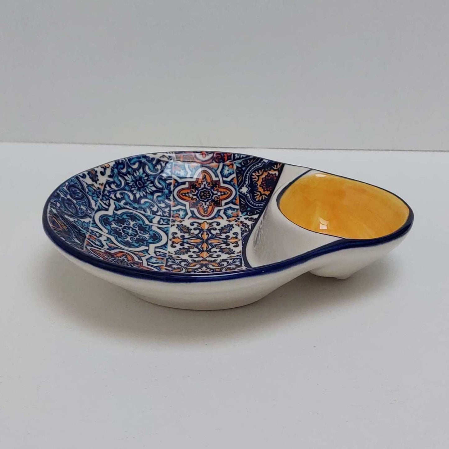Portuguese Ceramic Olive Dish, Appetizer Plate, Tile Design