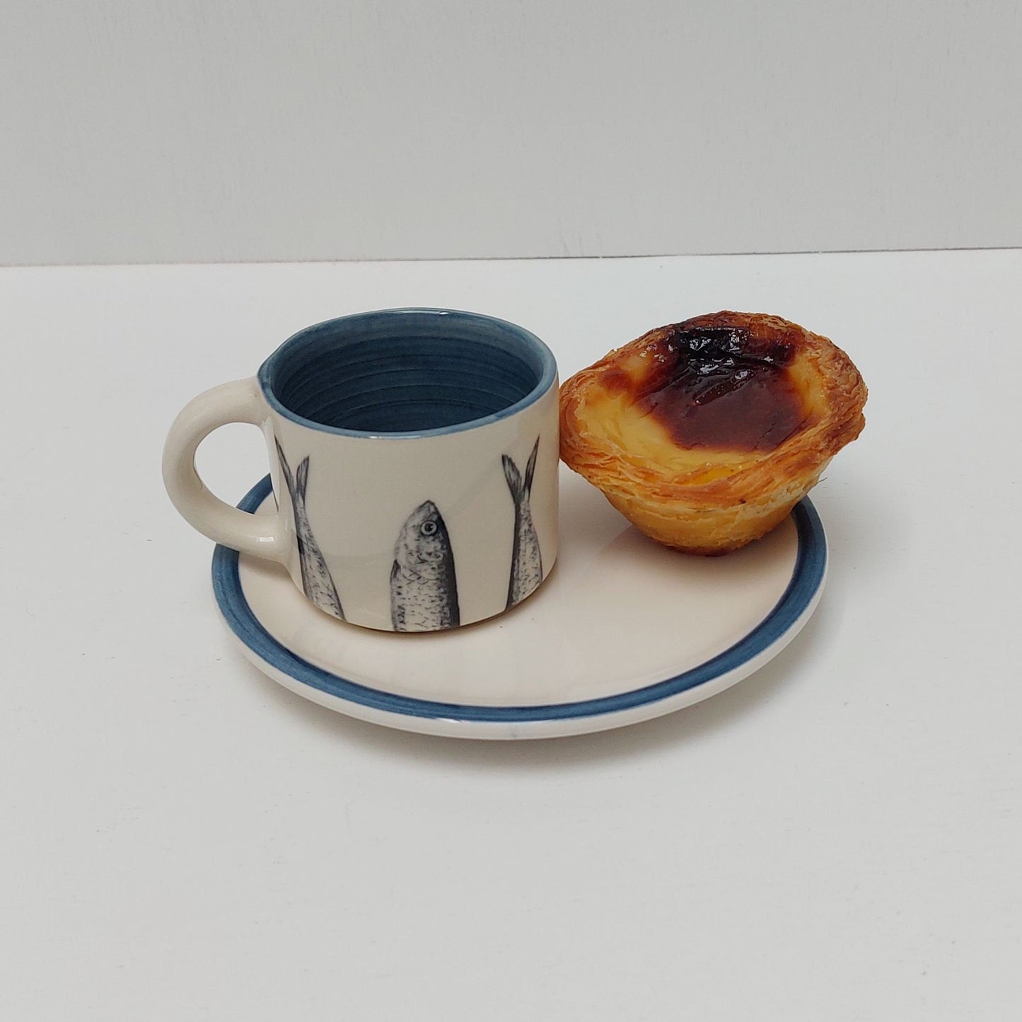 Set mug + saucer ceramic, Coffee cup with saucer. Set of hand-painted Portuguese ceramic cup for coffee. Portuguese Gifts Handmade