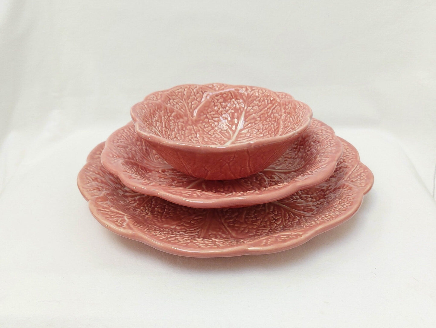 Set x6 Ceramic Plates, Ceramic Cabbage leaf design, Handmade Porttery, Old Rose Ceramic plate set for 6, Wedding Gift