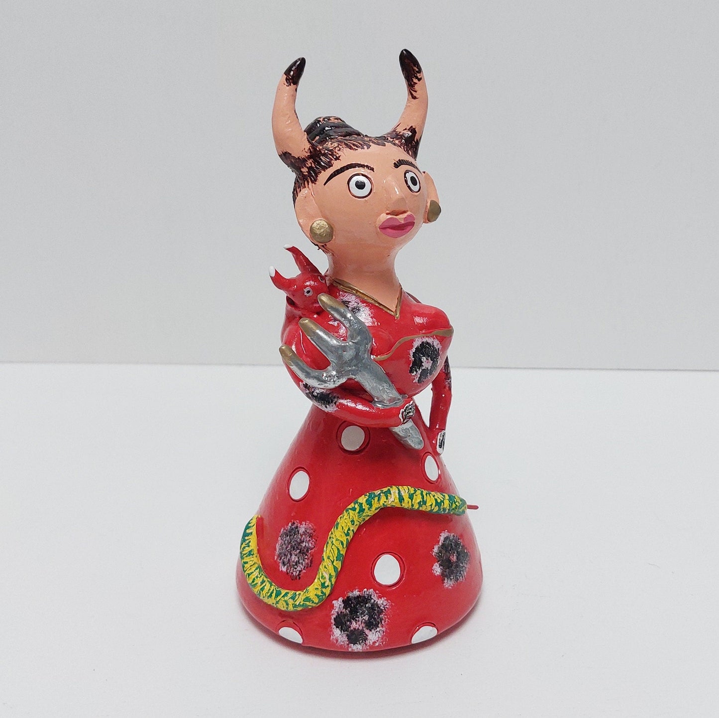 Traditional Portuguese Devil Figurine, Original Gift, Figurado de Barcelos, Decorative Clay woman devil, Typical Portuguese Pottery,