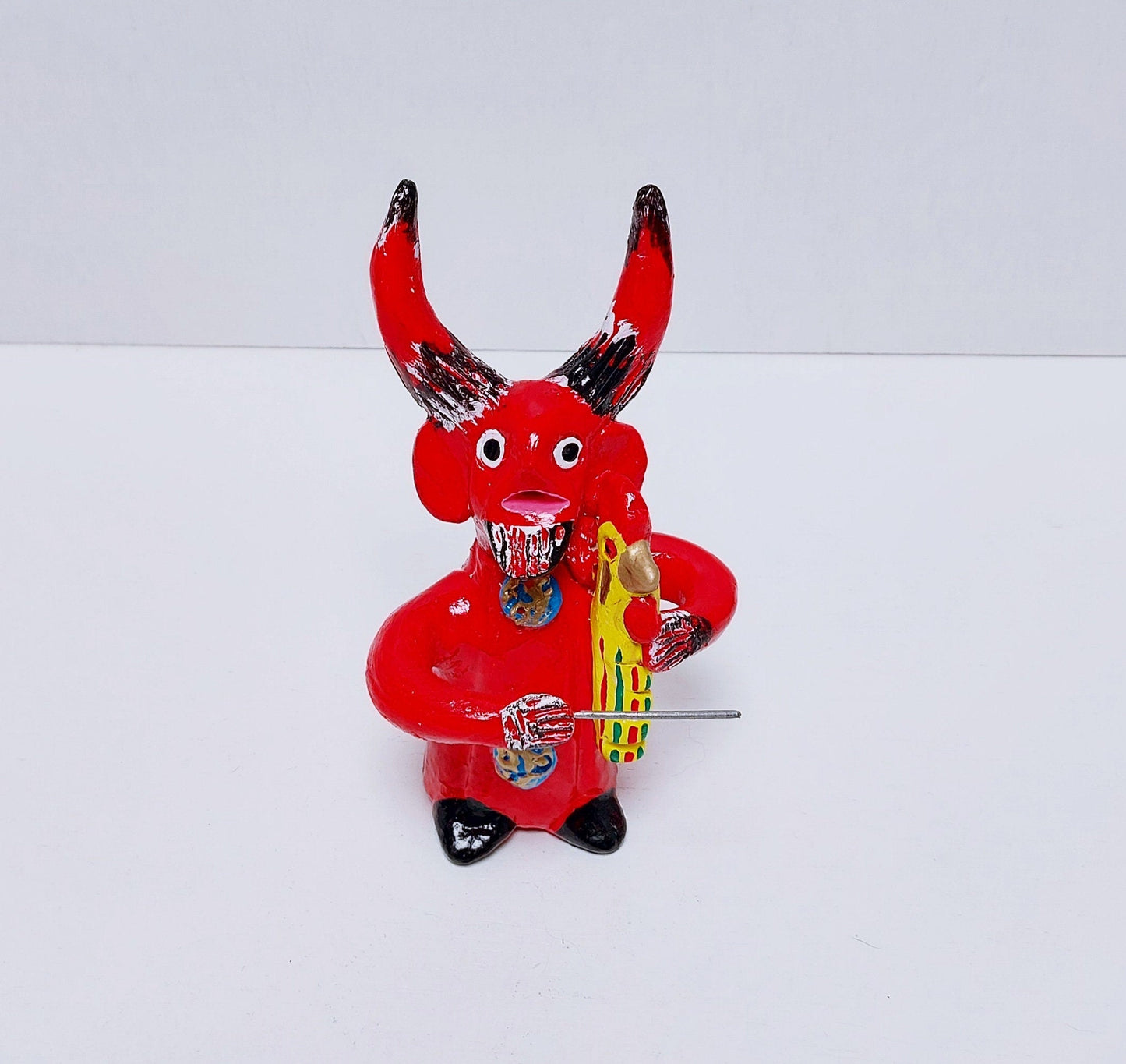 Traditional Portuguese Devil Figurine, Original Gift, Figurado de Barcelos, Decorative Clay devil musician, Typical Portuguese Pottery,
