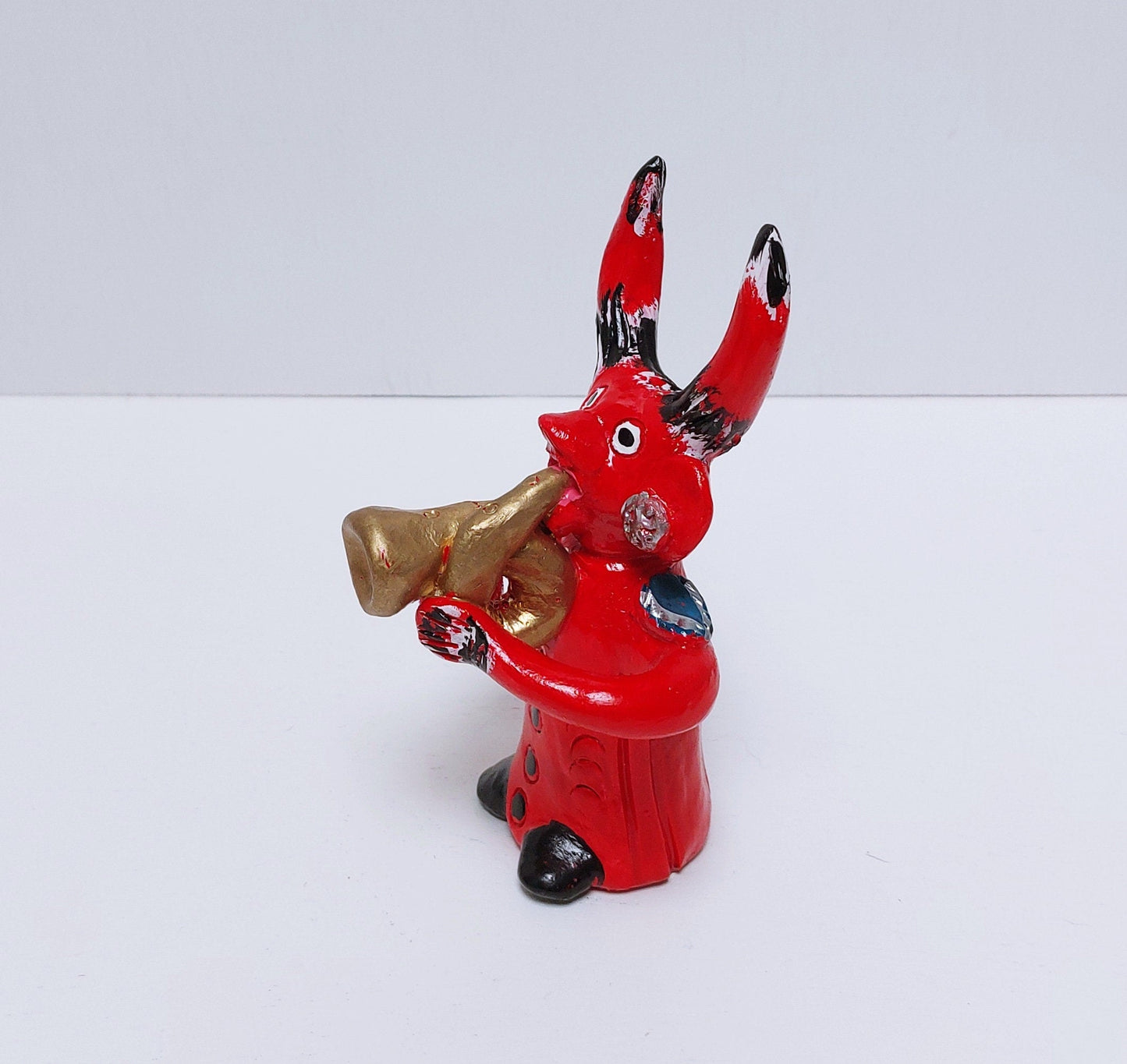 Traditional Portuguese Devil Figurine, Original Gift, Figurado de Barcelos, Decorative Clay devil musician, Typical Portuguese Pottery,