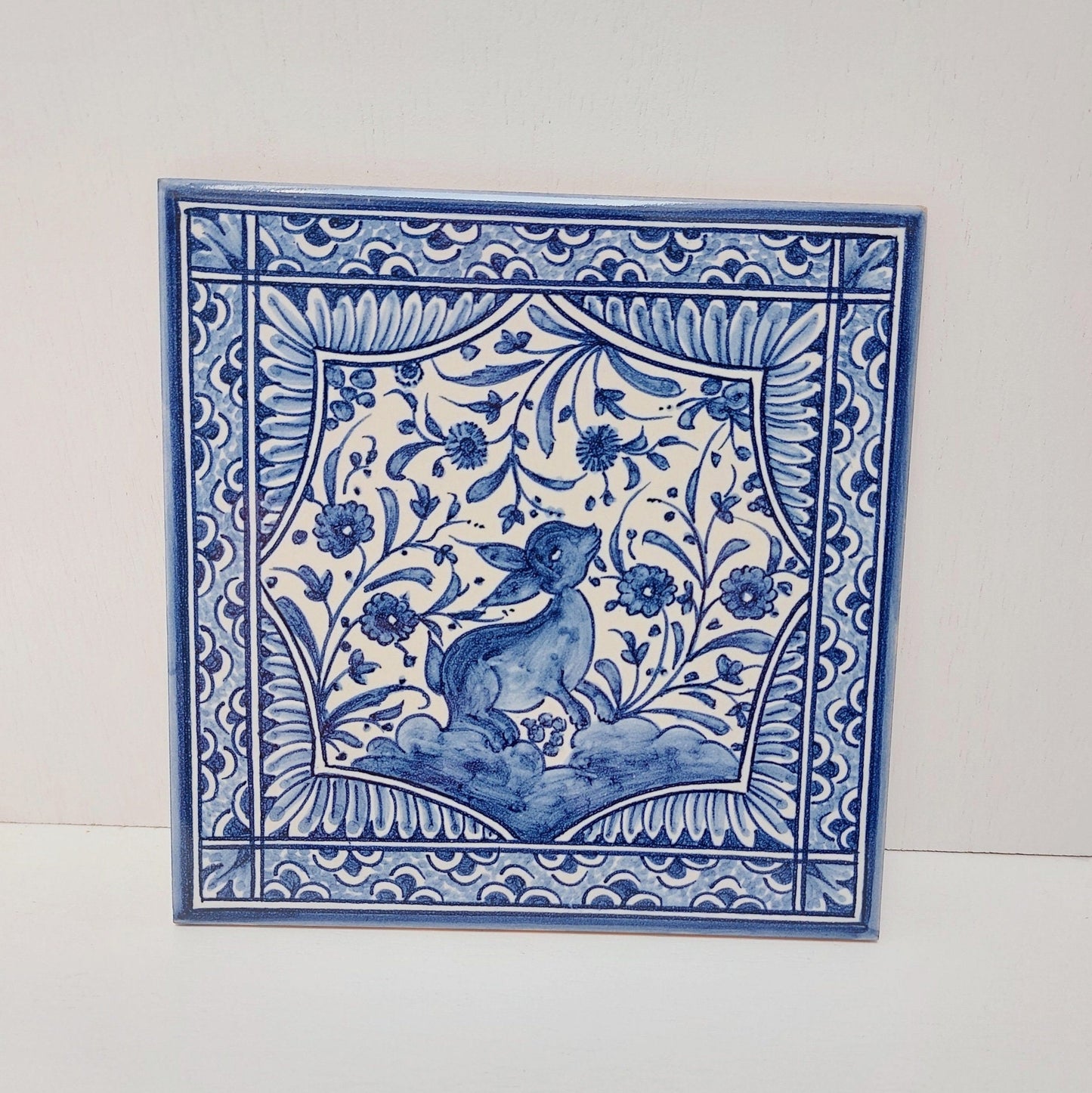 Set x2 Hand painted portuguese tiles, Decorative Tile, Portuguese Ceramic Tile, Portuguese Tile, Portuguese Traditional Tile