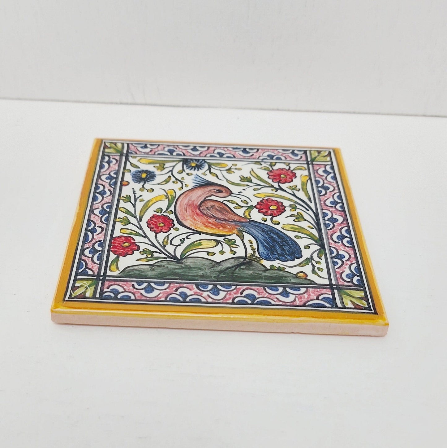 Small Hand painted portuguese tile, Decorative Tile, Portuguese Ceramic Tile, Portuguese Tile, Portuguese Traditional Tile
