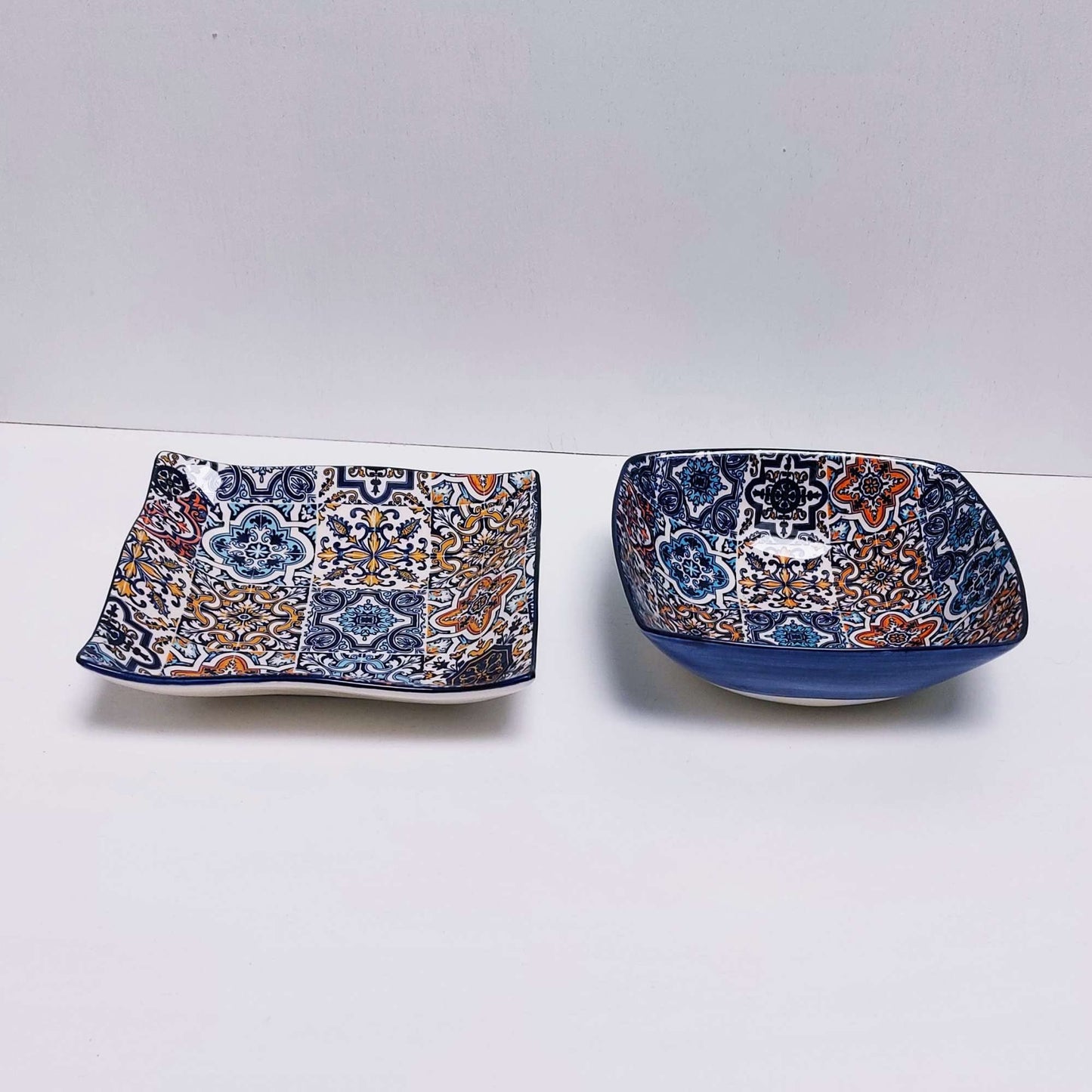 Set x2 bowls Portuguese Ceramic Tiles appetizer, Ceramic of Portuguese Tiles. Hand Painted Bowls, Ceramic snack bowls, Portuguese Gift