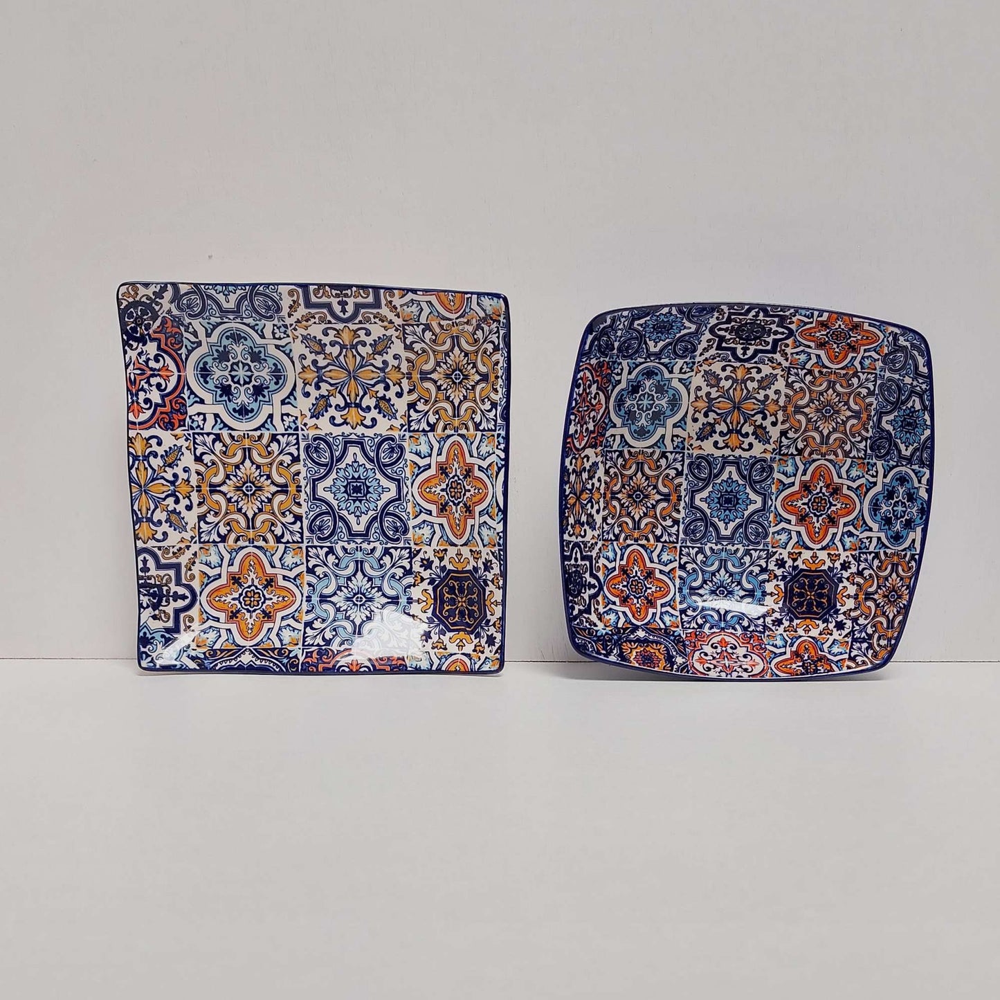 Hand-Painted Portuguese Tile Ceramic Bowls, Set of 2