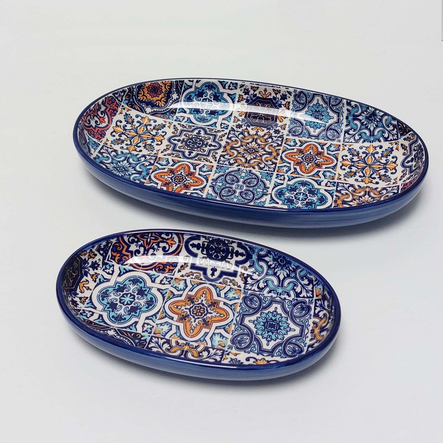 Set x 2 Jewelry tray, Decorative tray, Jewelry tray, Decorated oval tray for the bathroom| Ceramic soap dish