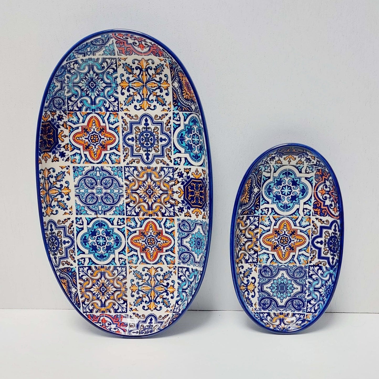Set x 2 Jewelry tray, Decorative tray, Jewelry tray, Decorated oval tray for the bathroom| Ceramic soap dish