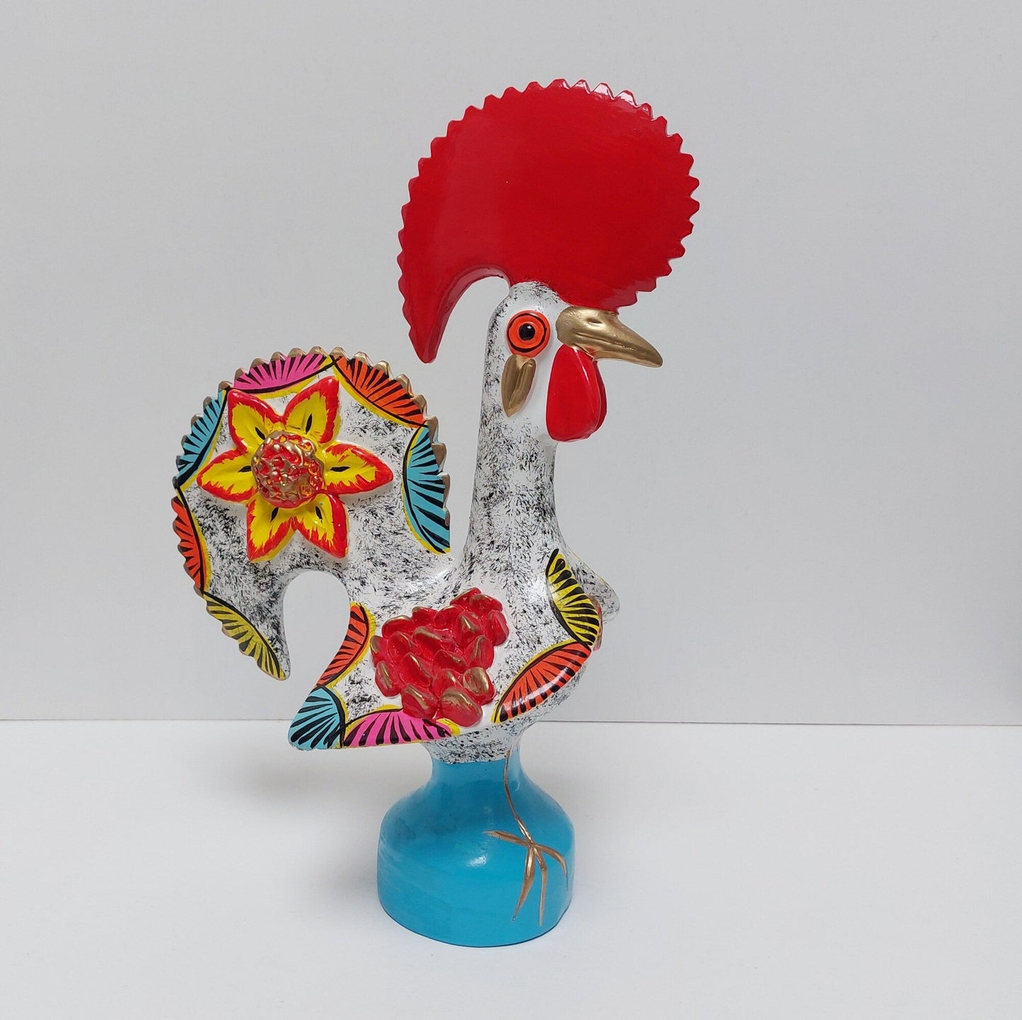 Portuguese Rooster | Barcelos Rooster | Hand Painted Ceramic Rooster | Singular Christmas Gift|Multicolor Portuguese Rooster|Unique piece