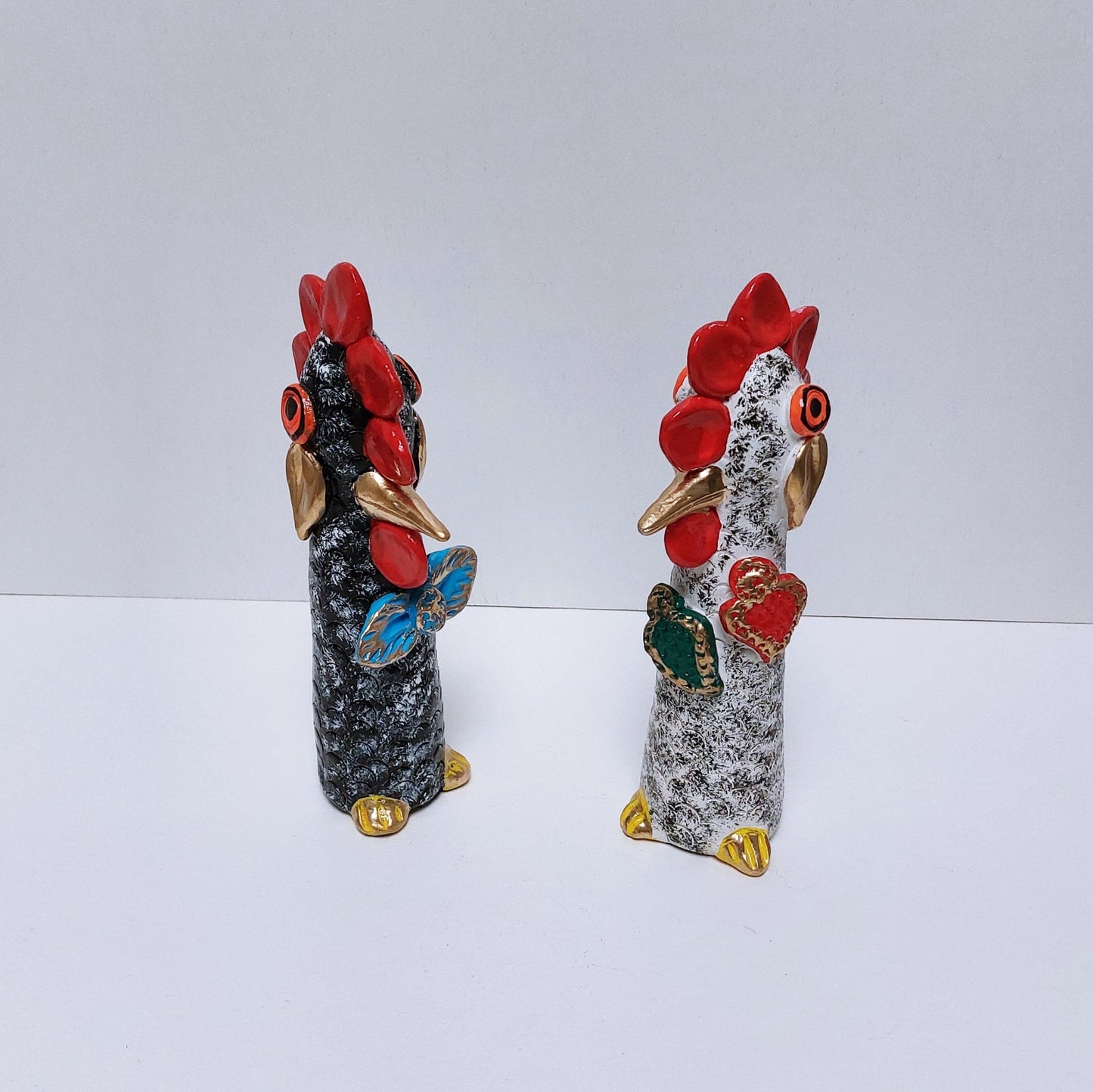 Set x2 Portuguese Rooster | Barcelos Rooster | Hand Painted Ceramic Rooster | Singular Christmas Gift|Unique pieces