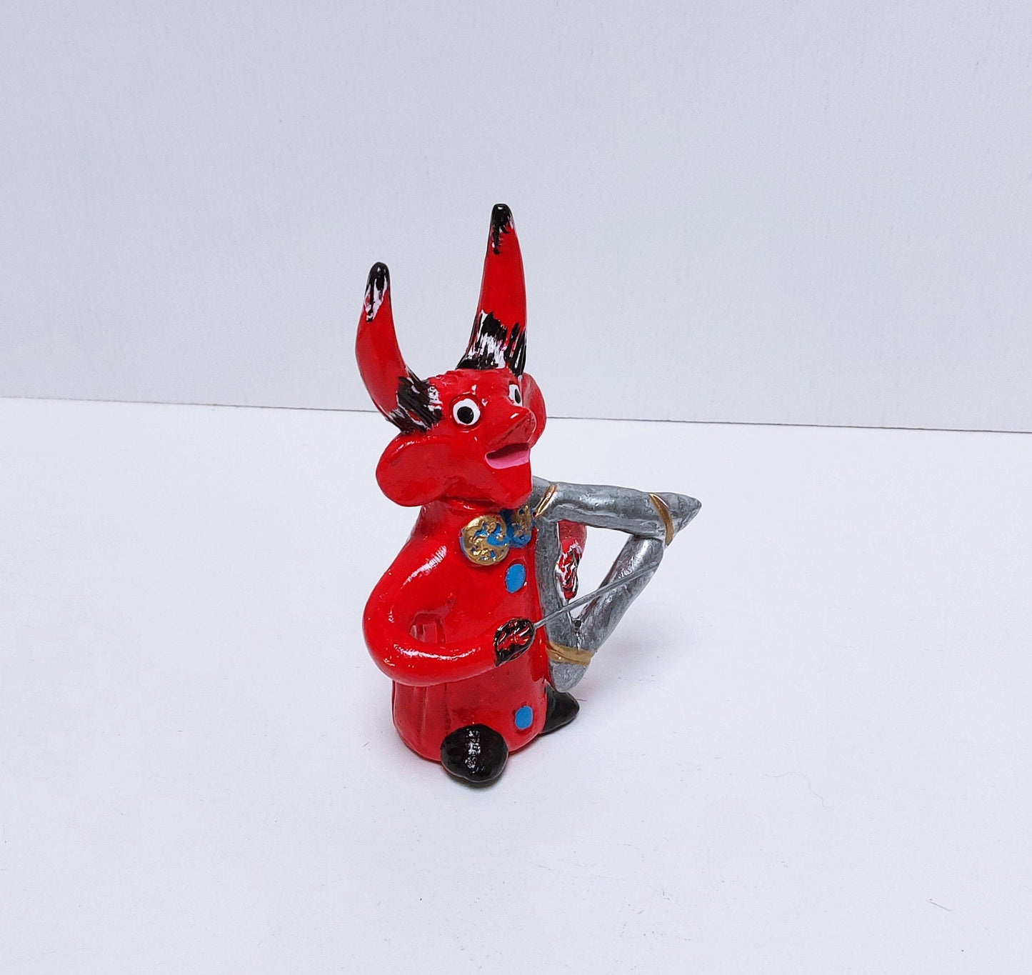 Traditional Portuguese Devil Figurine, Original Gift, Figurado de Barcelos, Decorative Clay devil musician, Typical Portuguese Pottery,