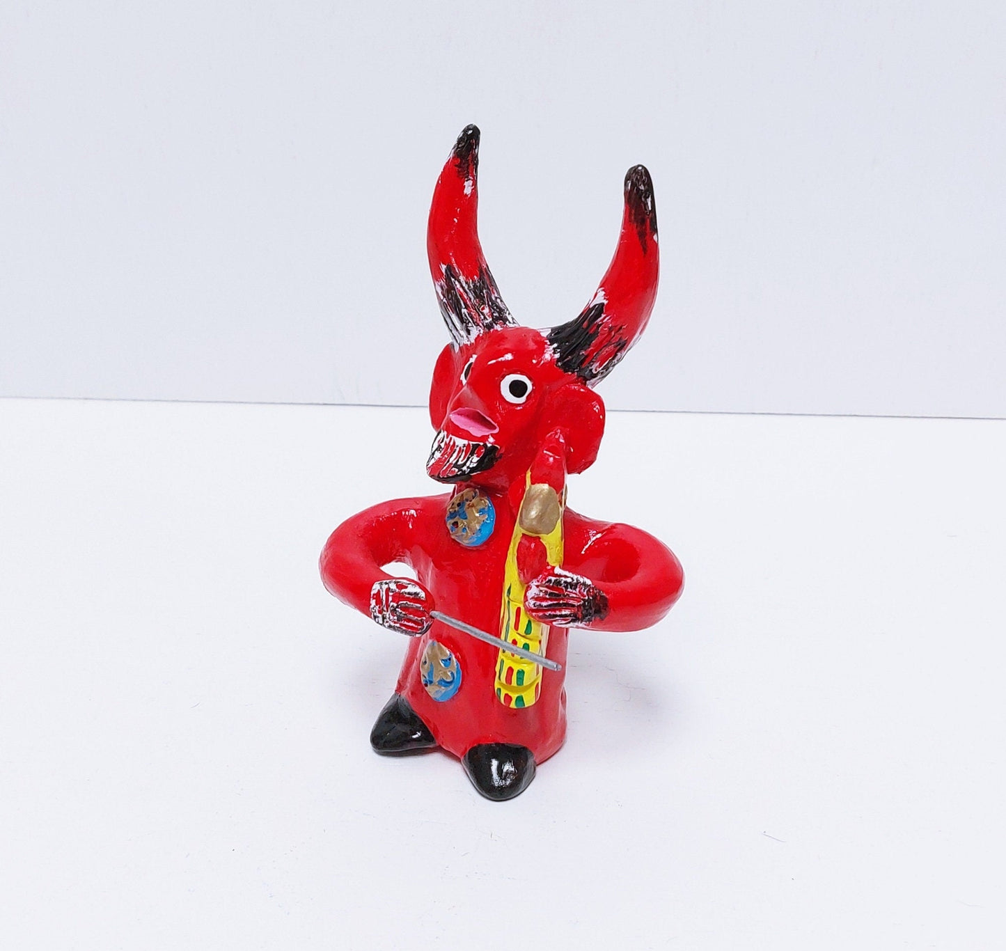 Traditional Portuguese Devil Figurine, Original Gift, Figurado de Barcelos, Decorative Clay devil musician, Typical Portuguese Pottery,