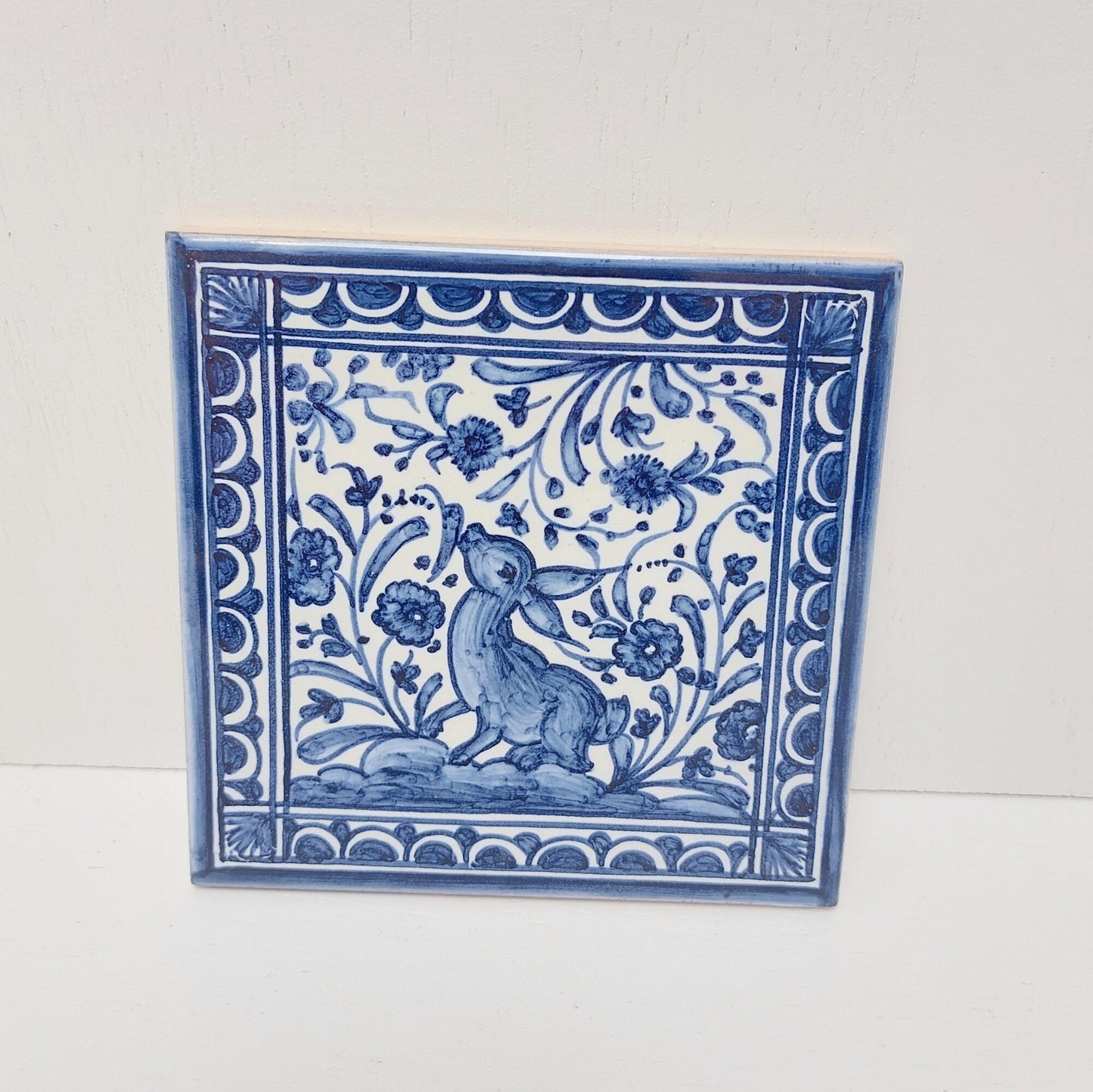 Small Hand painted portuguese tile x2, Decorative Tile, Portuguese Ceramic Tile, Portuguese Tile, Portuguese Traditional Tile