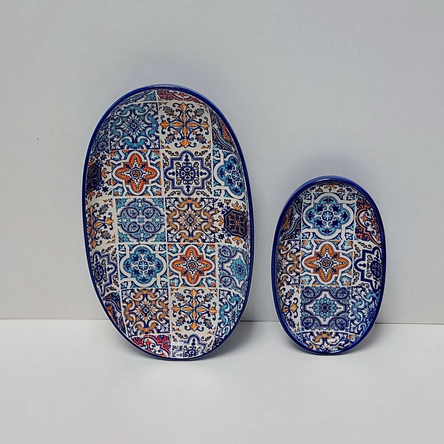 Set x 2 Jewelry tray, Decorative tray, Jewelry tray, Decorated oval tray for the bathroom| Ceramic soap dish
