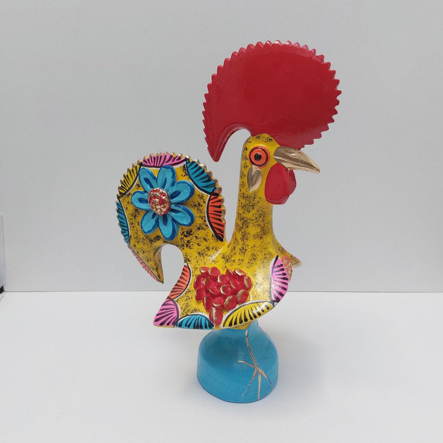 Portuguese Rooster | Barcelos Rooster | Hand Painted Ceramic Rooster | Singular Christmas Gift|Multicolor Portuguese Rooster|Unique piece