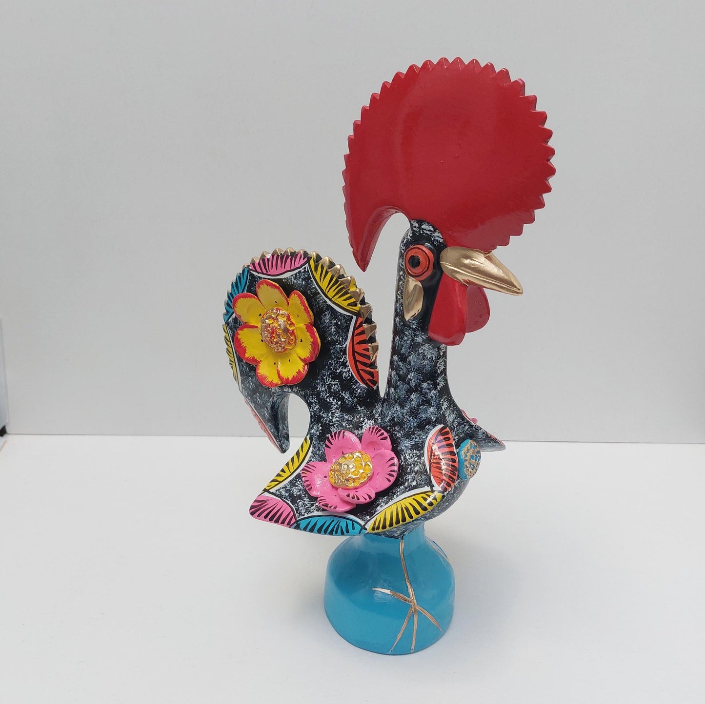 Portuguese Rooster | Barcelos Rooster | Hand Painted Ceramic Rooster | Singular Christmas Gift|Multicolor Portuguese Rooster|Unique piece