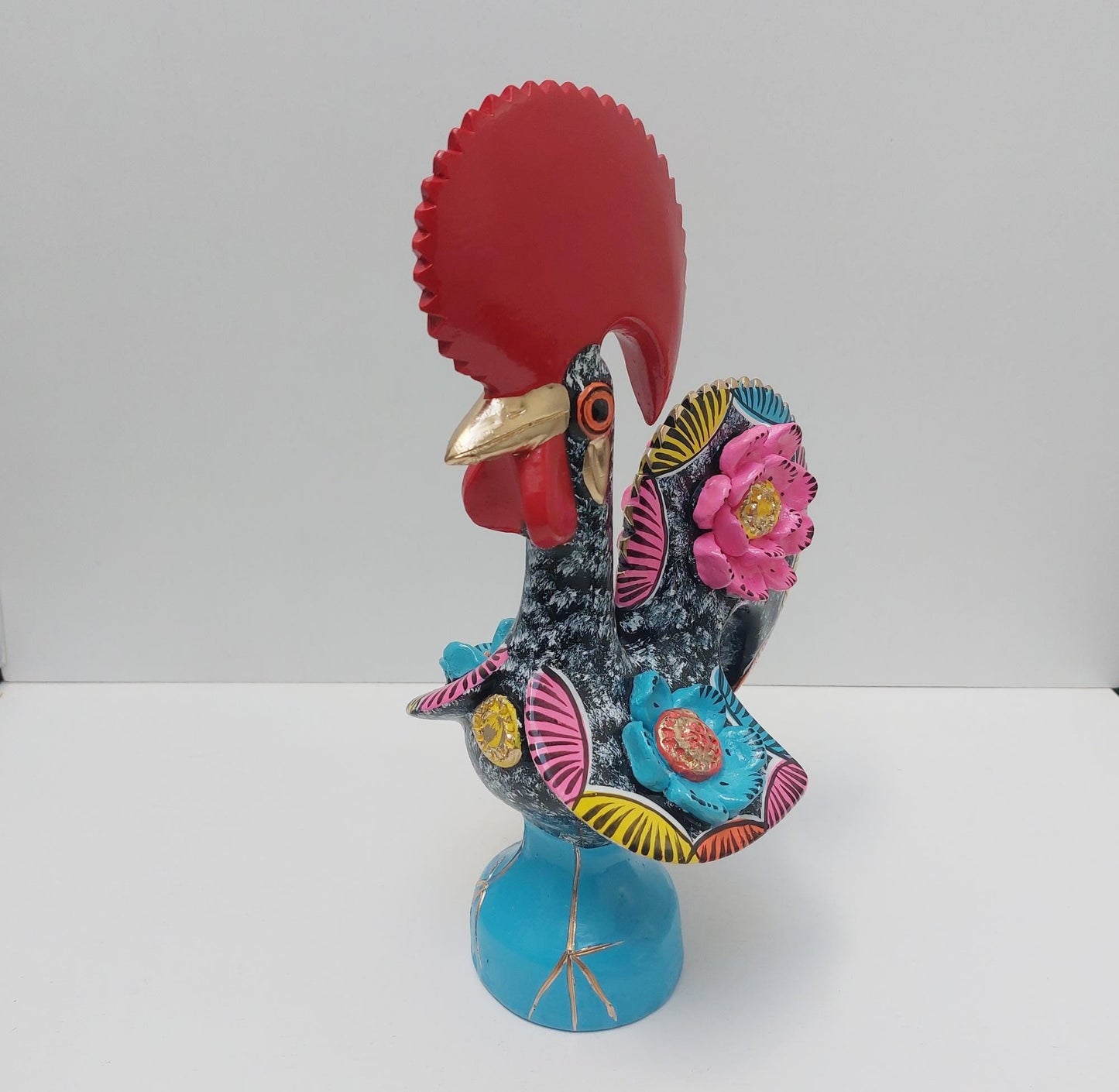Portuguese Rooster | Barcelos Rooster | Hand Painted Ceramic Rooster | Singular Christmas Gift|Multicolor Portuguese Rooster|Unique piece