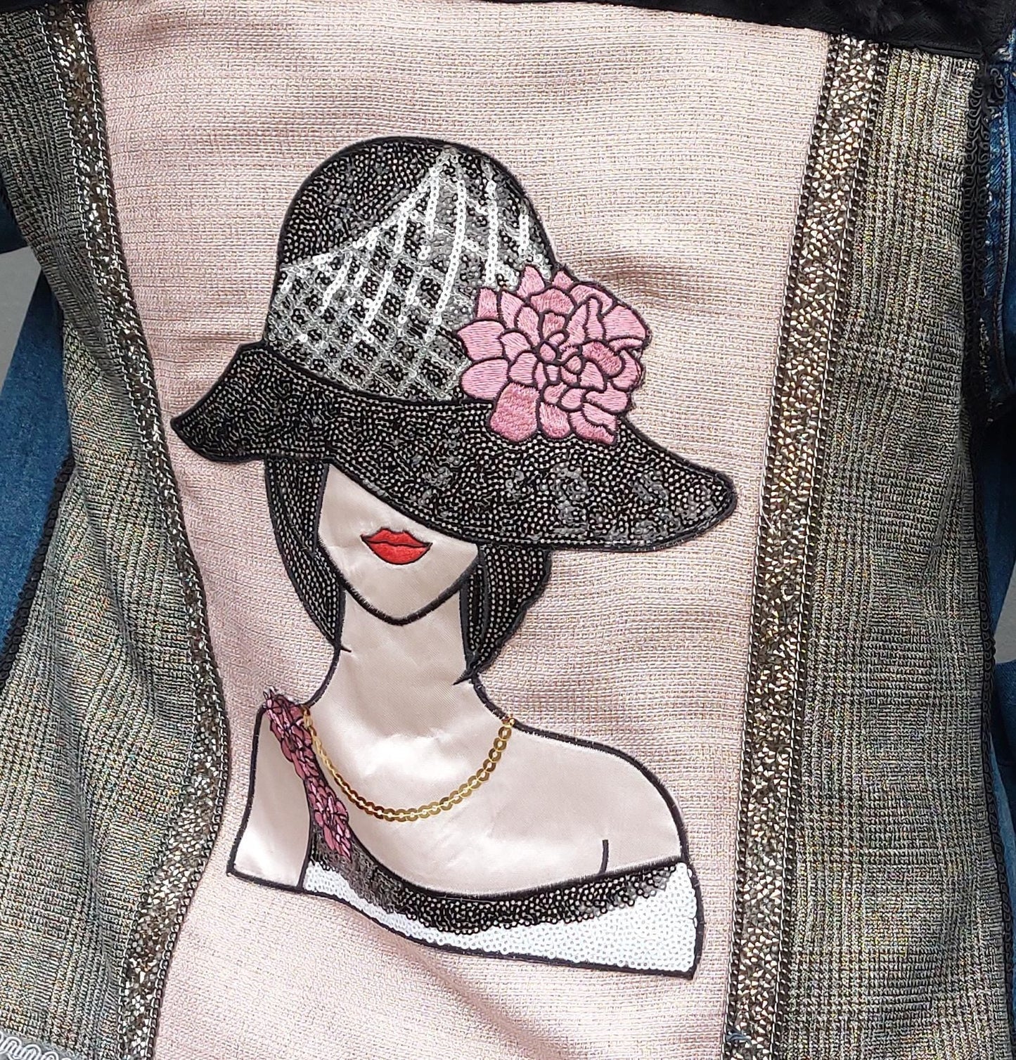 Customised denim jacket with metallic efects| Hand made Customized Denim Jacket|Denim jacket with rhinestones | Christmas gifts