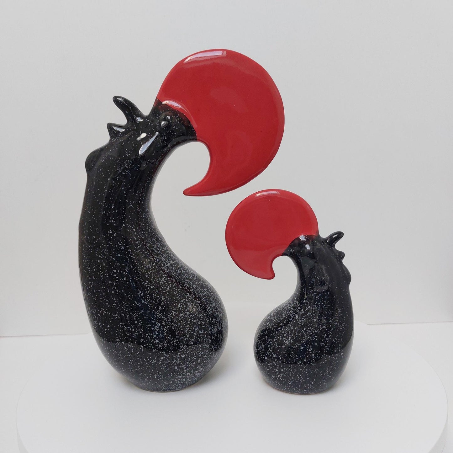 Portuguese Barcelos Rooster Set: Hand-Painted Ceramic Figurine
