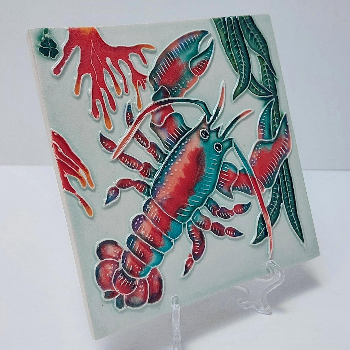 Hand-Painted Portuguese Ceramic Tile, Marine Art, Beach House Decor