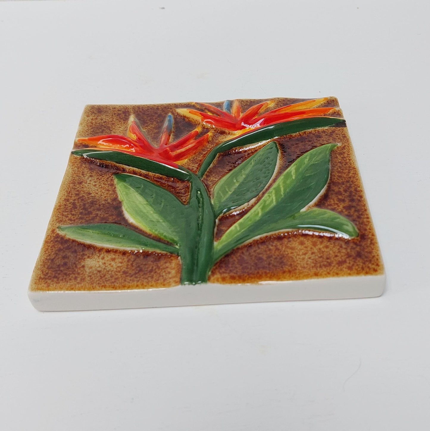 Hand-Painted Portuguese Tile, Bird of Paradise Wall Art (5.51x5.51")