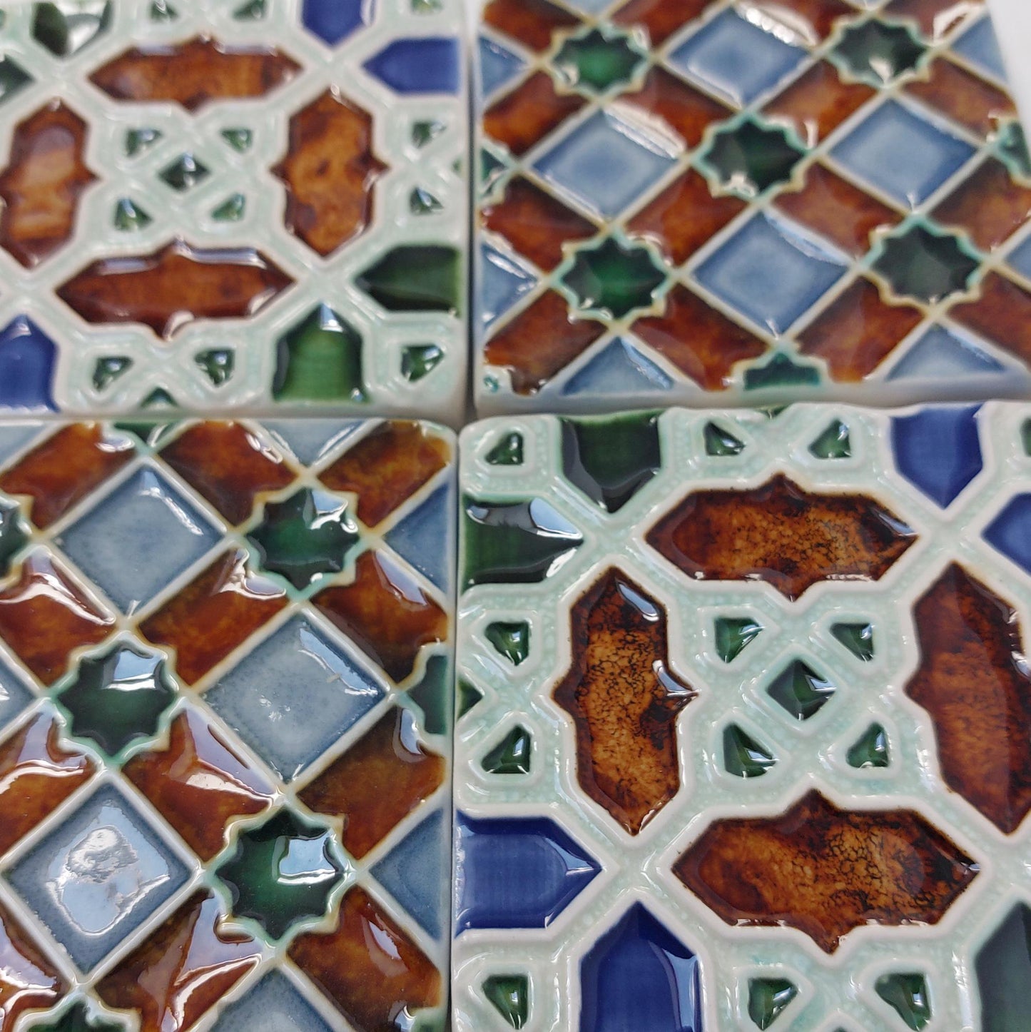 Hand-Painted Portuguese Tile Mural, Authentic Azulejo (Set of 4)