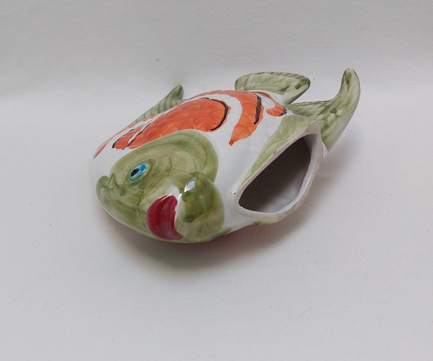 Hand-Painted Ceramic Fish Figurine, Portuguese Faiance Wall Decor
