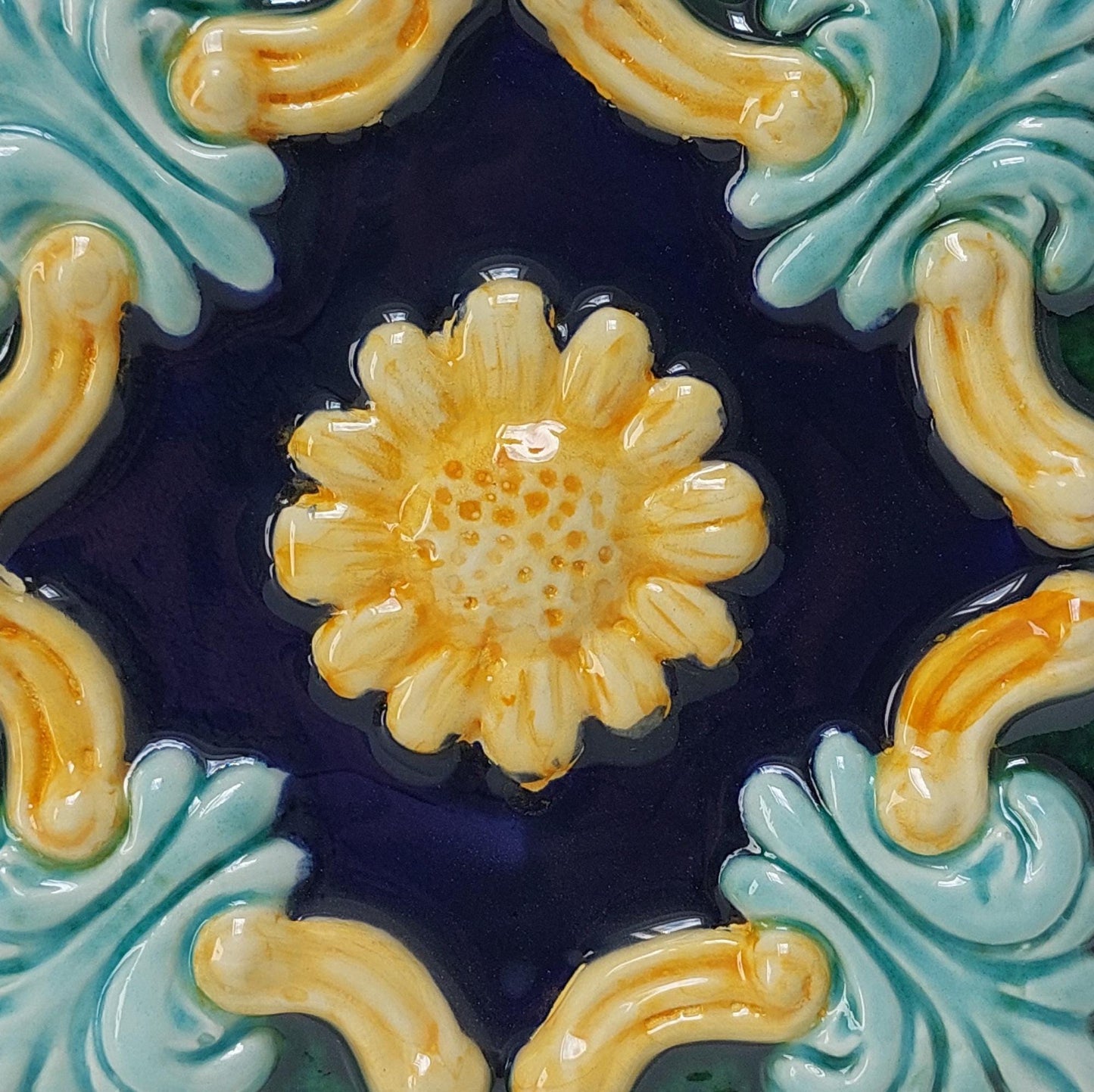 Hand-Painted Portuguese Ceramic Tile, Floral Wall Decor (5.51"x5.51")