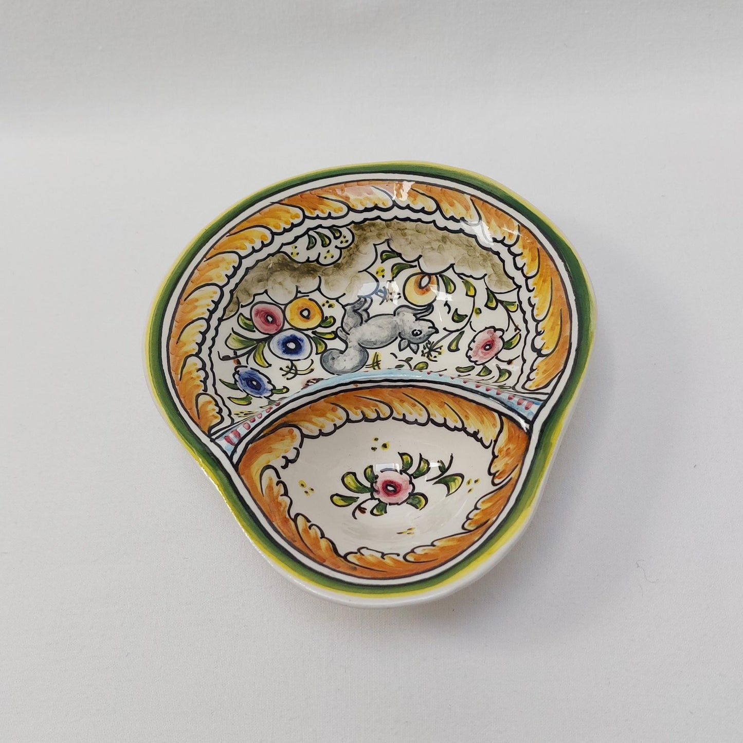 Portuguese Ceramic Olive Dish, Hand Painted Appetizer Plate
