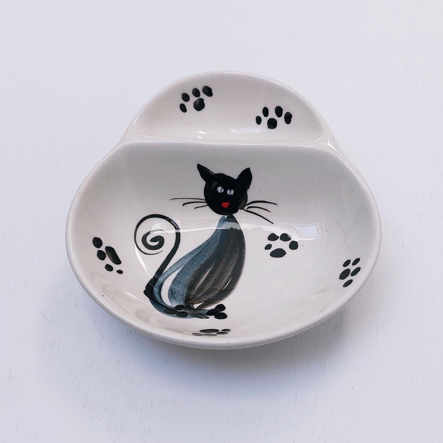 Portuguese Ceramic Olive Dish, Cat Design Appetizer Plate