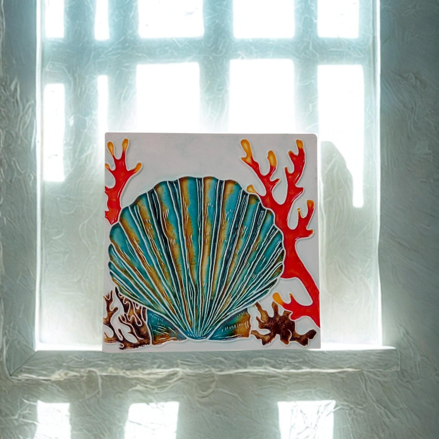Hand-Painted Portuguese Ceramic Tile, Ocean Wall Art