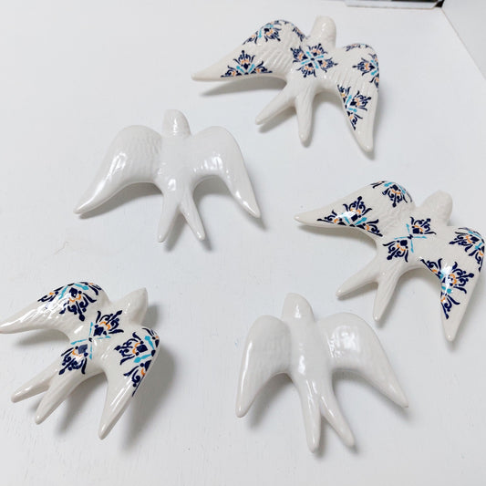 Ceramic Swallows Azulejo Satin White