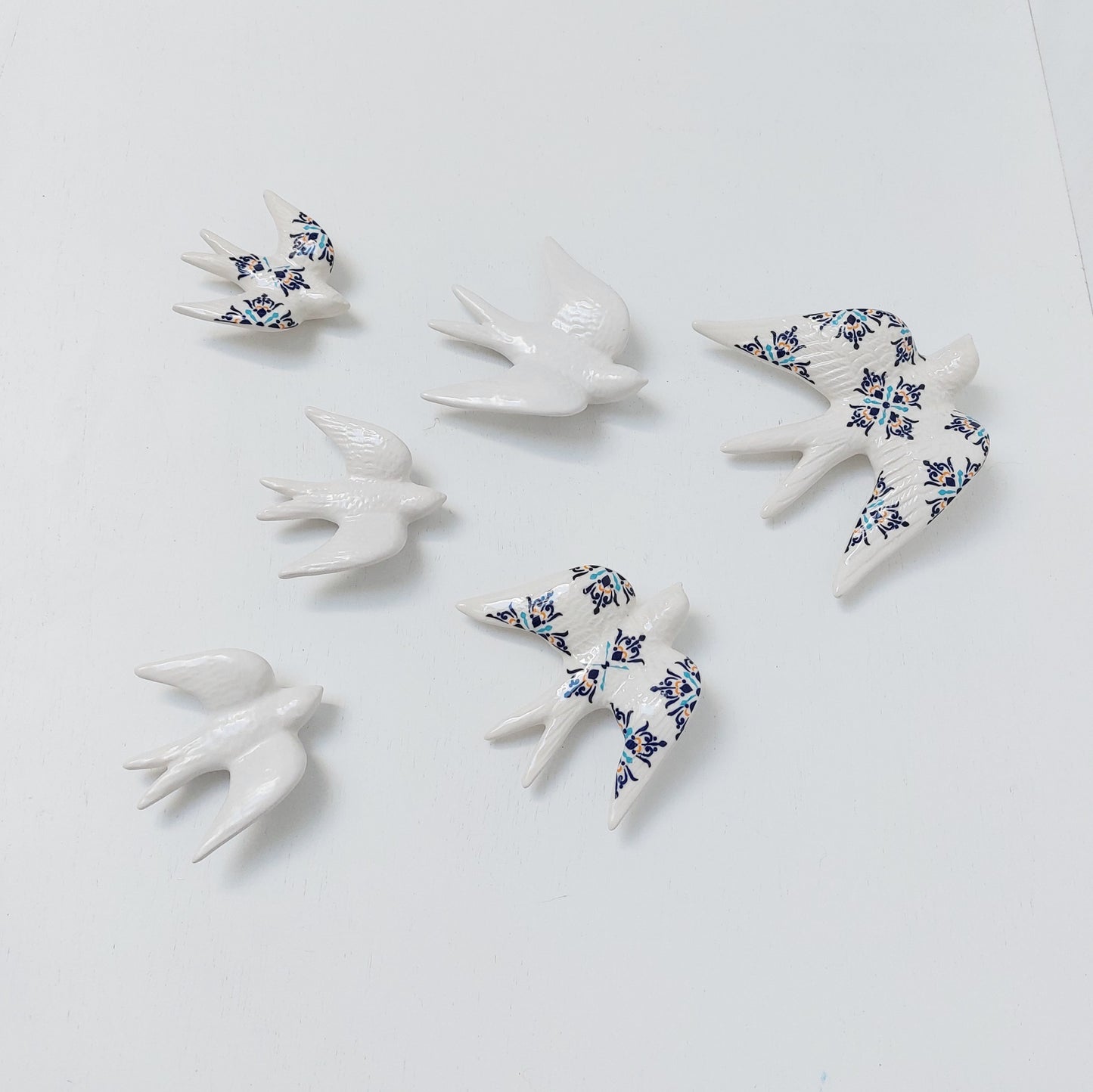 Ceramic Swallows Azulejo Satin White