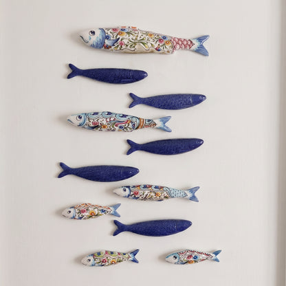 Ceramic sardines Set of 10, Portuguese sardines wall art, sardines wall decoration, traditional ceramic, Portuguese ceramic