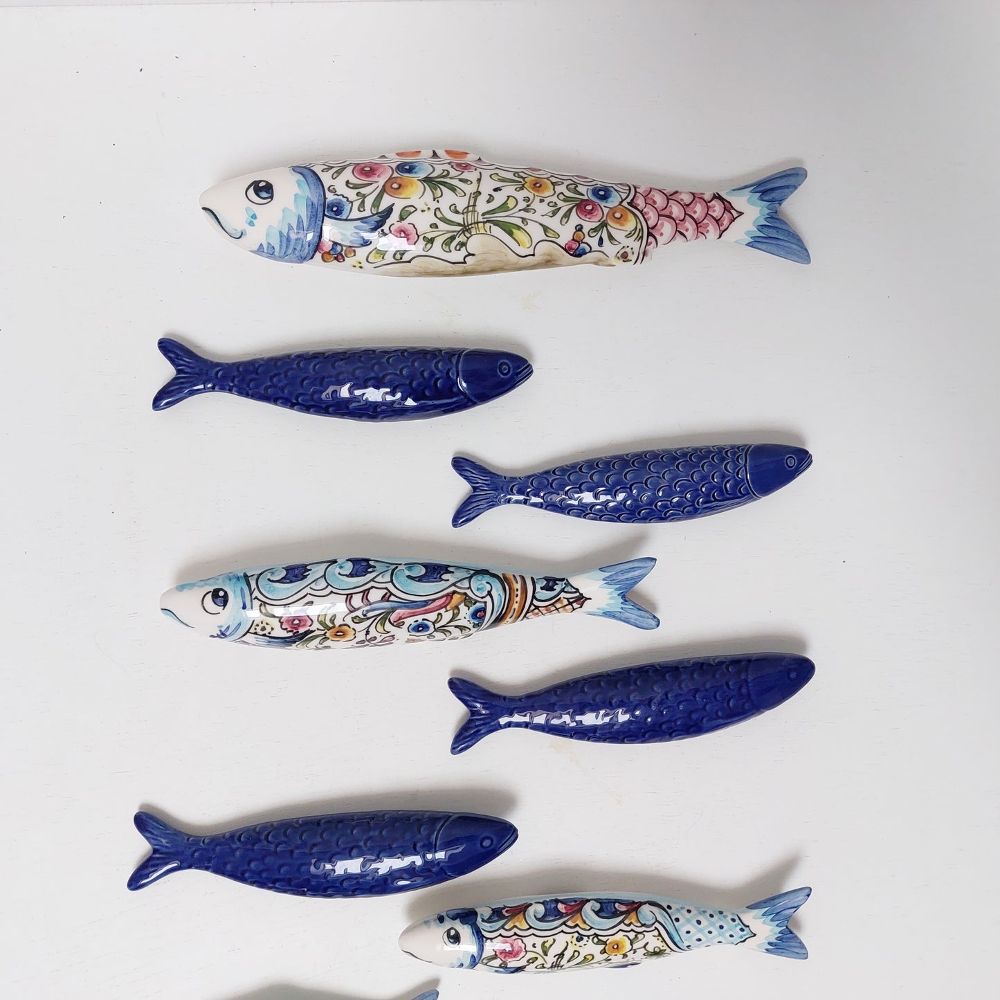 Ceramic sardines Set of 10, Portuguese sardines wall art, sardines wall decoration, traditional ceramic, Portuguese ceramic