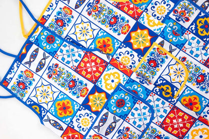 Portuguese tiles apron, Tipical portuguese apron, Portuguese apron, Apron with pocket, Women-Men Apron Funny