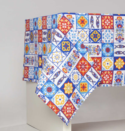 Tradictional Portuguese Tablecloth, Tipical Portuguese Tablecloth, Portuguese tiles tablecloth,