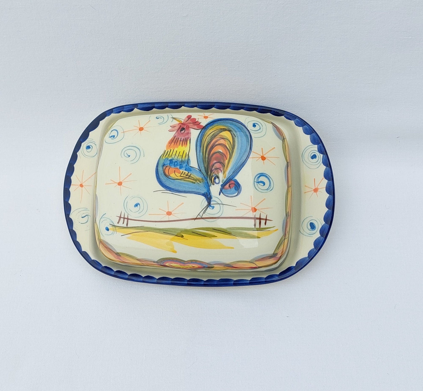 Butter Dish | Covered butter dish| Pottery butter dish| Ceramic Cheese Dish | Spread Dish | Portuguese Hand Painted  Ceramics