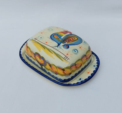 Butter Dish | Covered butter dish| Pottery butter dish| Ceramic Cheese Dish | Spread Dish | Portuguese Hand Painted  Ceramics